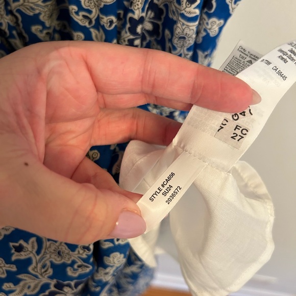 J.Crew Cotton Voile Ruffle-Trim Shift Dress in Cobalt Floral size Medium (M) - Picture 7 of 8